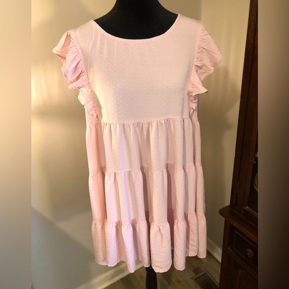 Kori Pink Ruffle Sleeve Dress